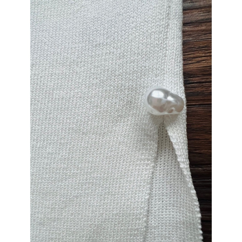 Women's Cream Knit Skirt with Pearl Accent